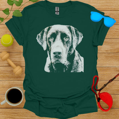 Green Shirt with Dog Face Graphic Design