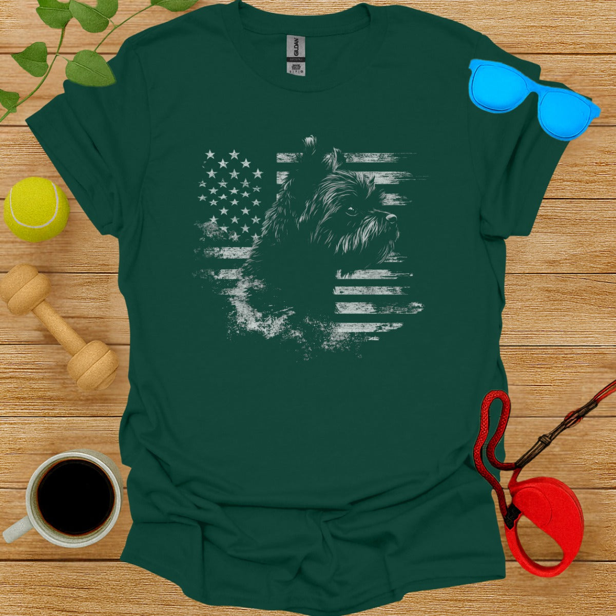 Patriotic American Flag Yorkie Apparel T-shirt
