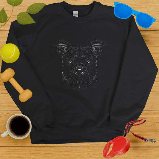 Black Dog Sketch Art Sweatshirt for Animal Lovers
