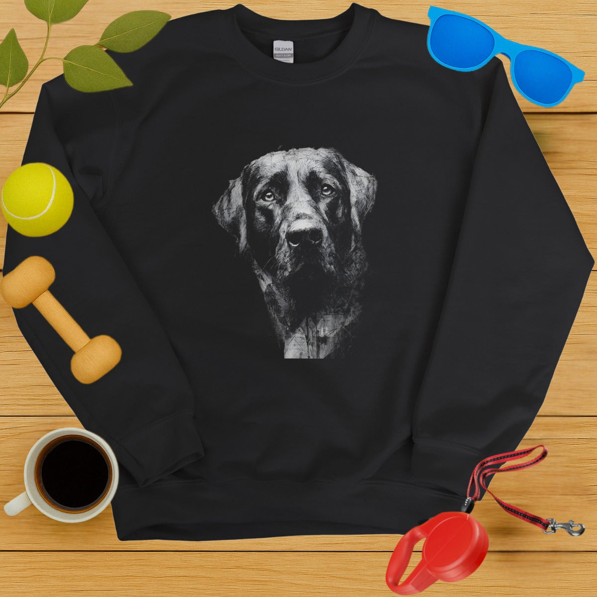 Labrador Retriever Face Design on Black Sweatshirt