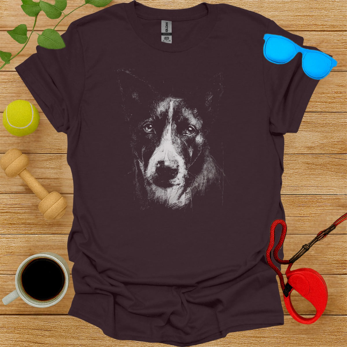 Striking Dog Portrait Dark Shirt for Pet Lovers