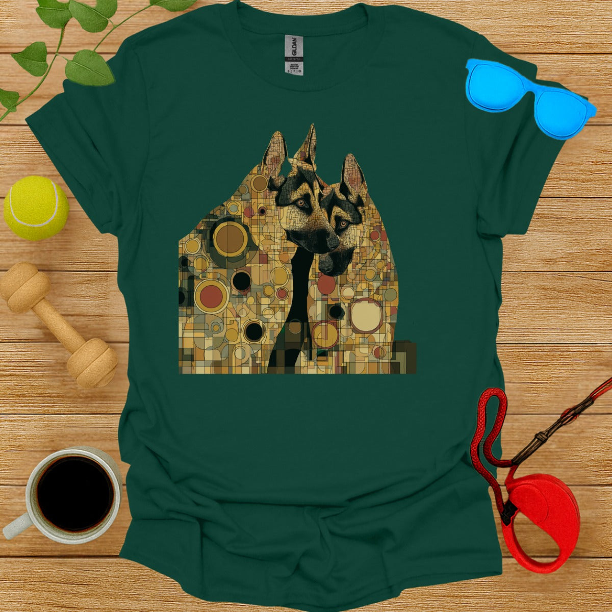 Abstract Geometric German Shepherd Print T-Shirt