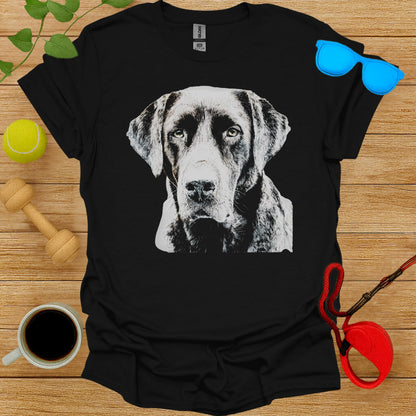 Black T-Shirt with Artistic Dog Illustration Print