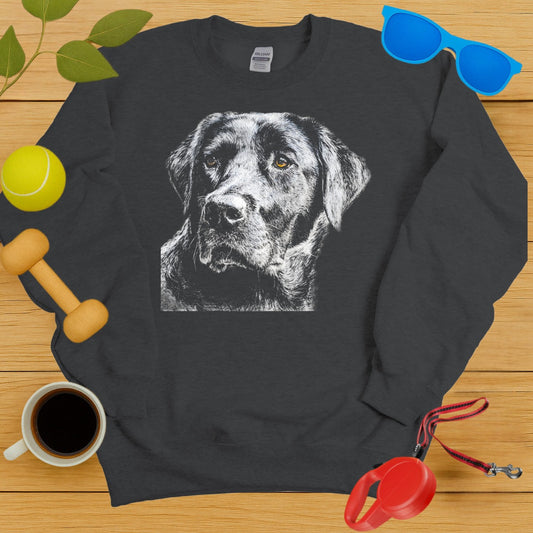 Detailed Black Labrador Dog Graphic Sweatshirt