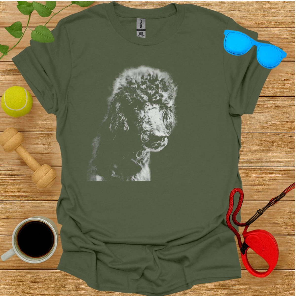 Portrait T-shirt with Dog Print Design for Pet Lovers