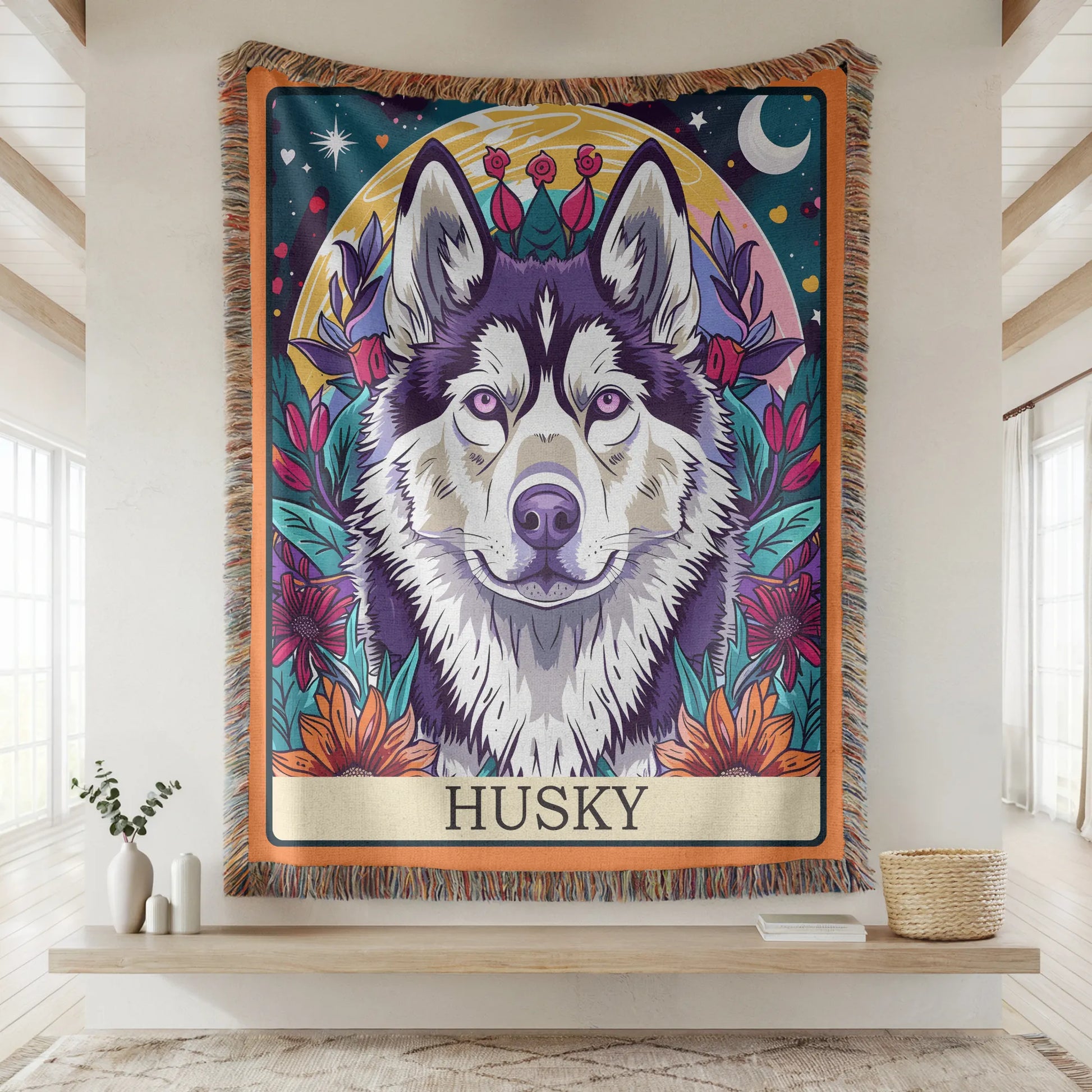 Husky Tarot Card Woven Blanket-Critter Lane