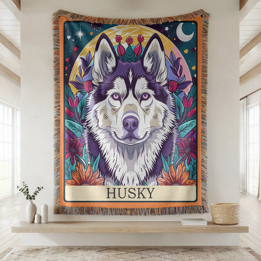 Husky Tarot Card Woven Blanket-Critter Lane