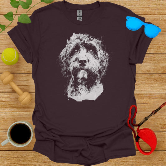 Artistic Dog Print Casual Tee Shirt