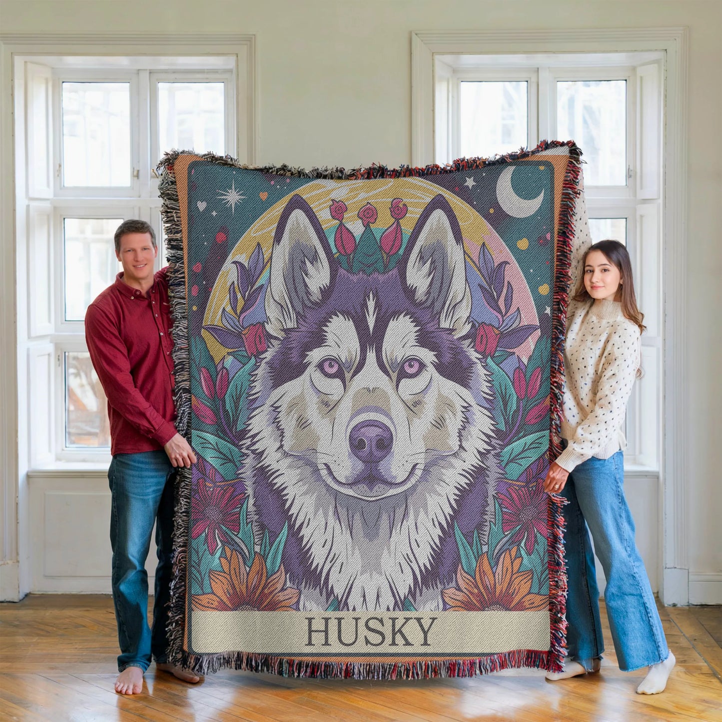 Husky Tarot Card Woven Blanket-Critter Lane