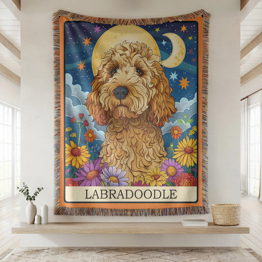 Labradoodle Tarot Card Woven Blanket-Critter Lane