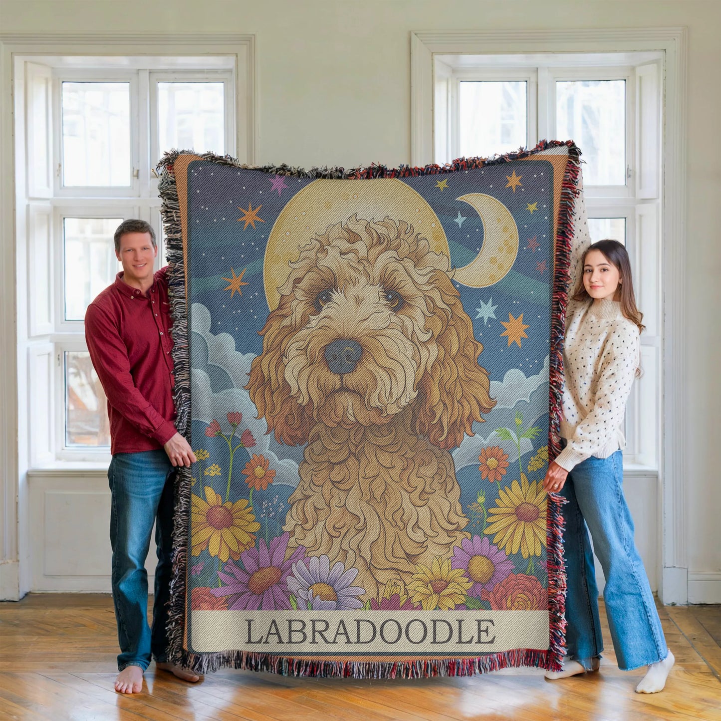 Labradoodle Tarot Card Woven Blanket-Critter Lane