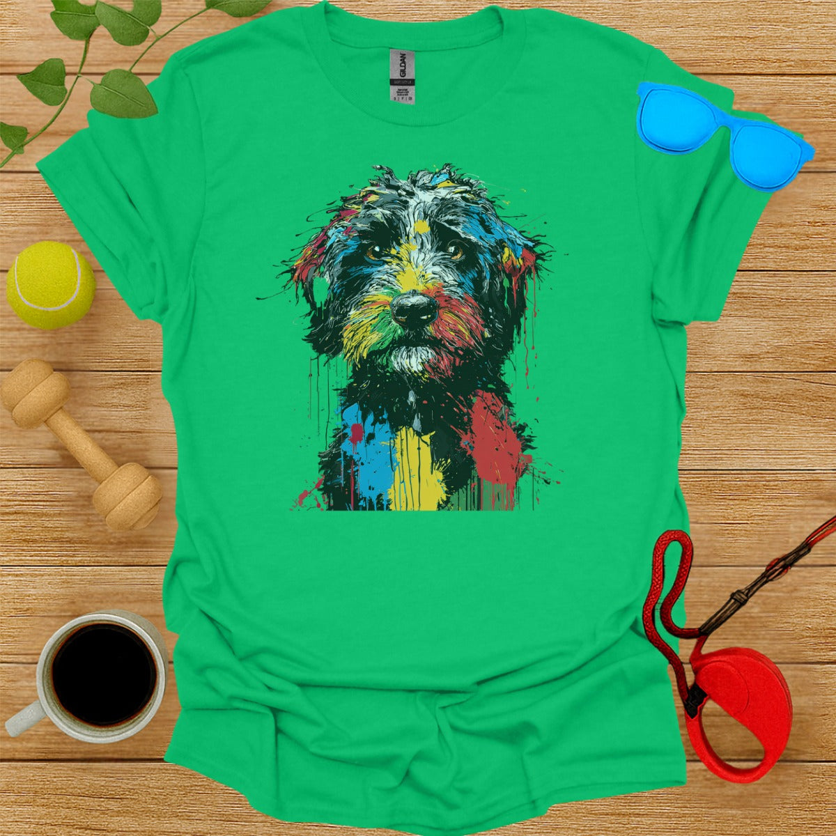 Colorful Artistic Dog Design T-Shirt for Pet Lovers