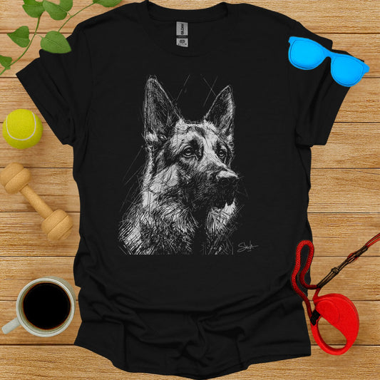 German Shepherd Sketch Drawing Graphic Tee