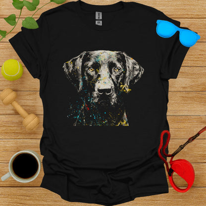 Artistic Labrador Head Print Black T-Shirt for Dog Lovers