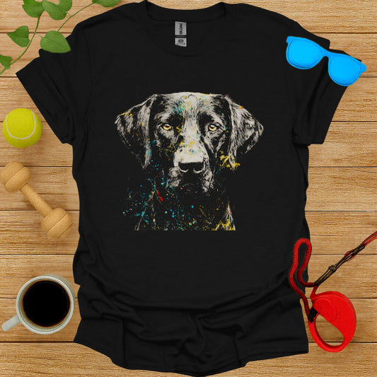 Artistic Labrador Head Print Black T-Shirt for Dog Lovers