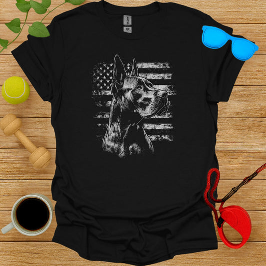 American Flag Dog Graphic Print T-Shirt Apparel Design