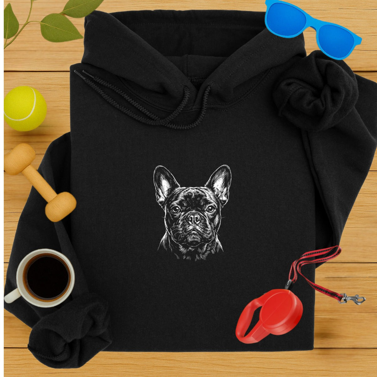 Hoodie with French Bulldog Artwork for Dog Lovers