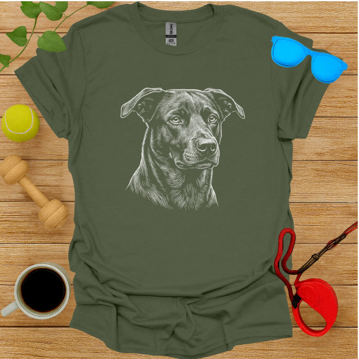 Detailed Dog Sketch Artistic Design T-Shirt