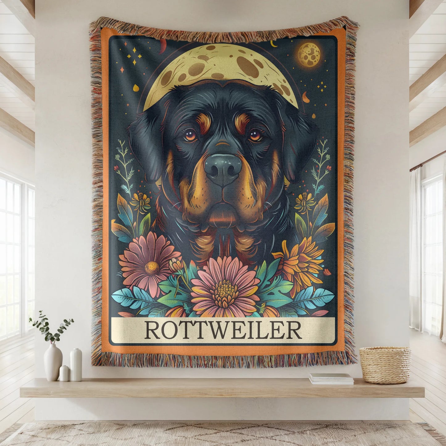 Rottweiler Tarot Woven Blanket-Critter Lane