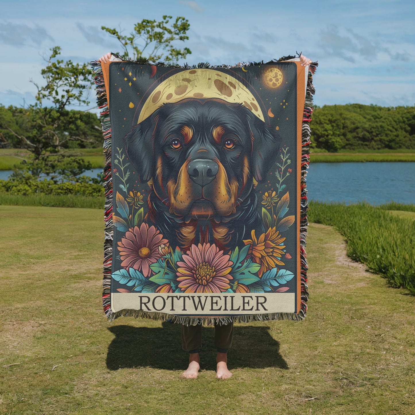 Rottweiler Tarot Woven Blanket-Critter Lane