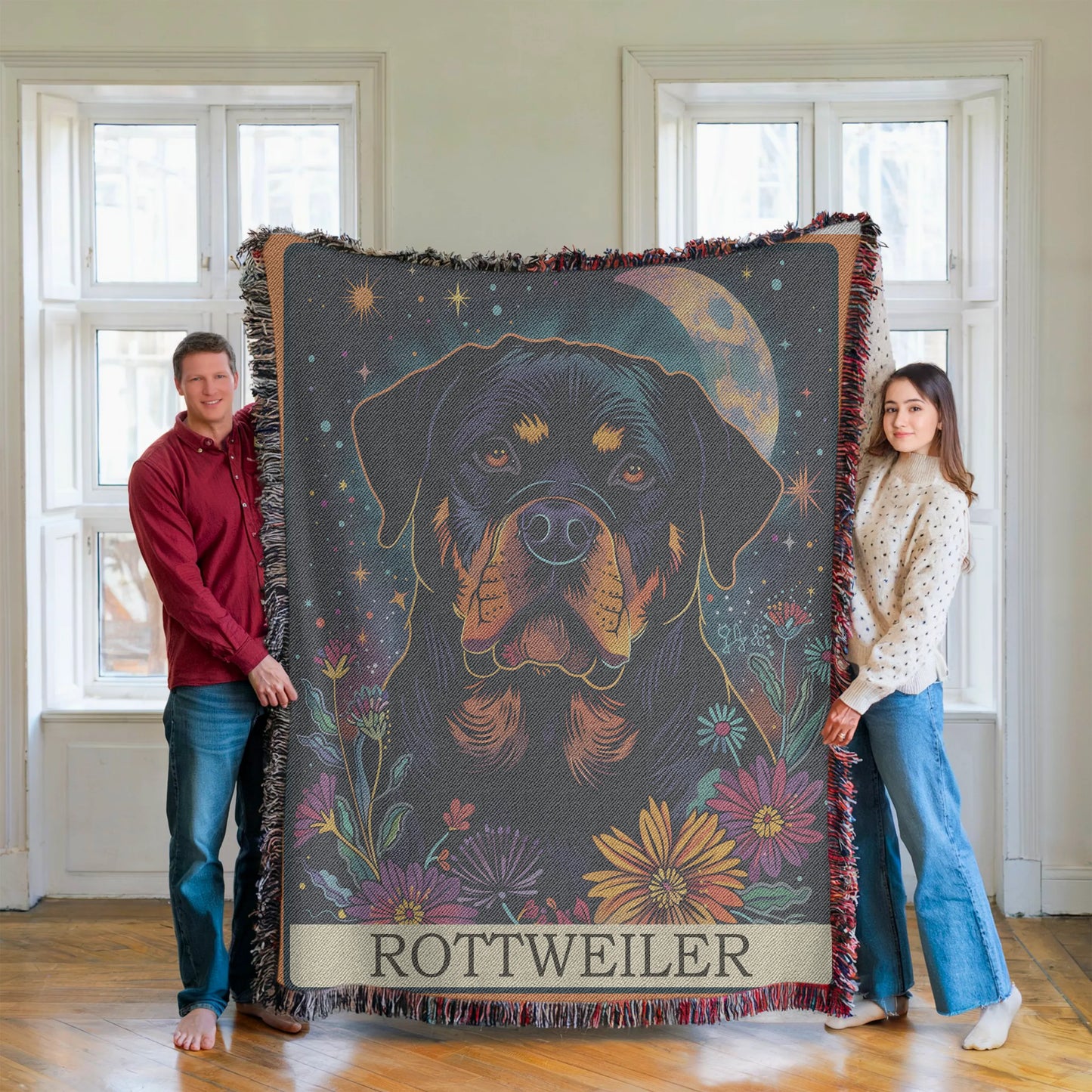 Rottweiler Tarot Card Woven Blanket-Critter Lane
