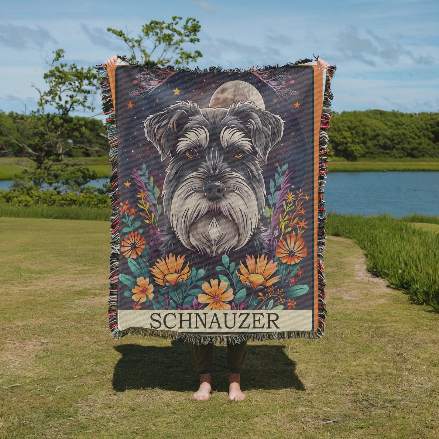 Schnauzer Tarot Card Woven Blanket-Critter Lane
