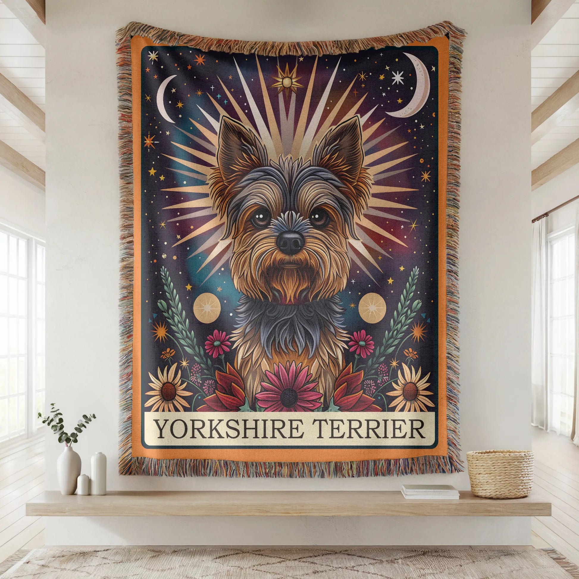 Yorkshire Terrier Tarot Card Woven Blanket-Critter Lane
