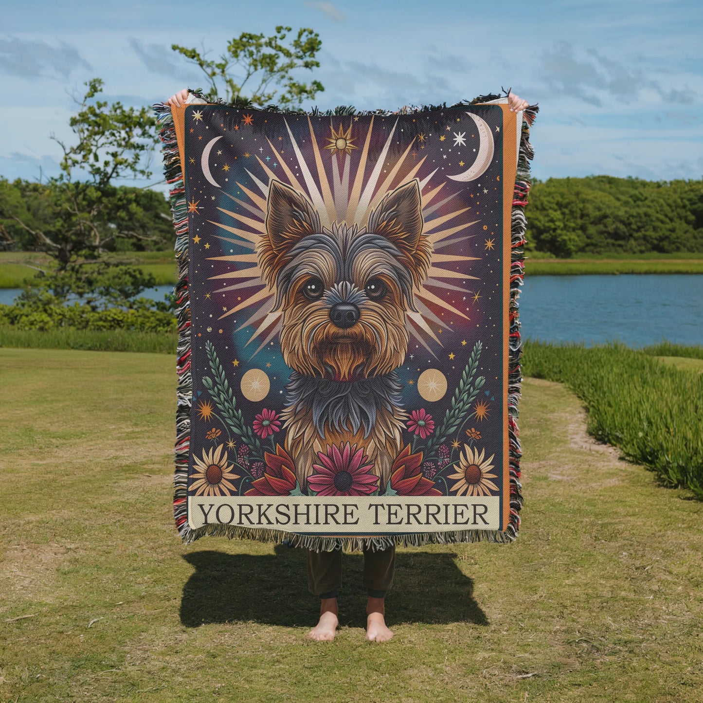 Yorkshire Terrier Tarot Card Woven Blanket-Critter Lane