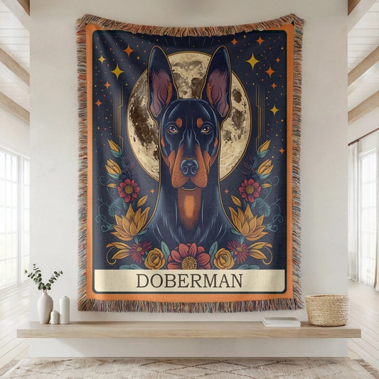 Doberman Tarot Card Woven Blanket-Critter Lane