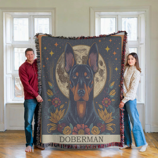 Doberman Tarot Card Woven Blanket-Critter Lane