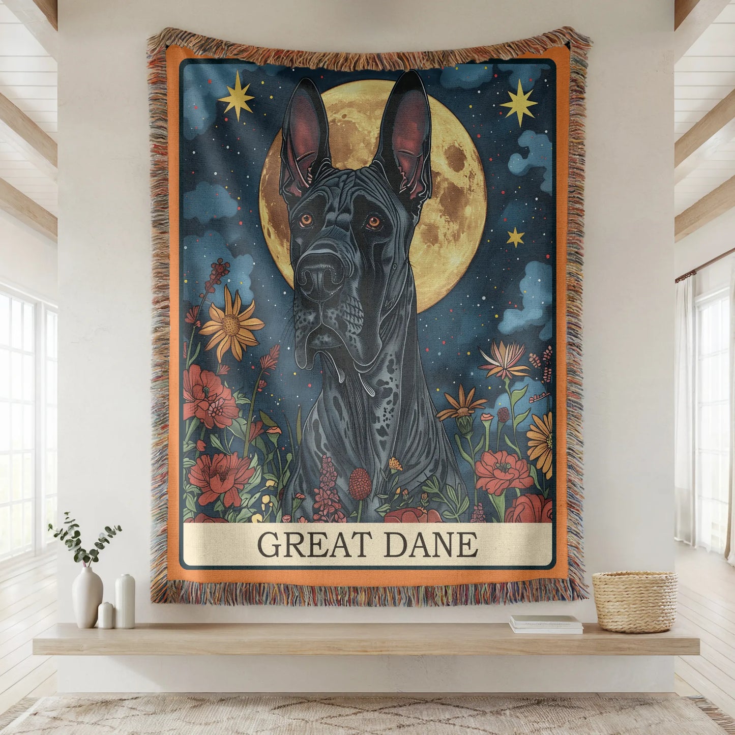Great Dane Tarot Card Woven Blanket-Critter Lane