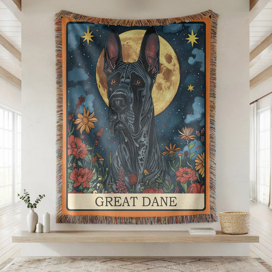 Great Dane Tarot Card Woven Blanket-Critter Lane