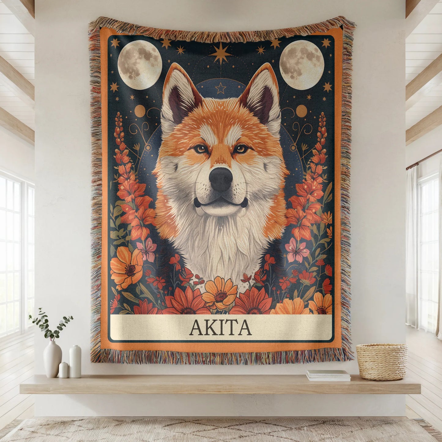Akita Tarot Card Woven Blanket-Critter Lane