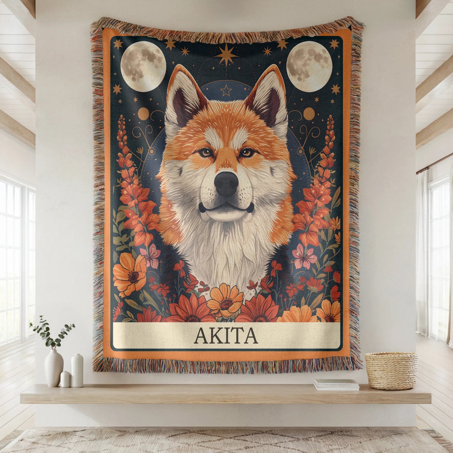 Akita Tarot Card Woven Blanket-Critter Lane