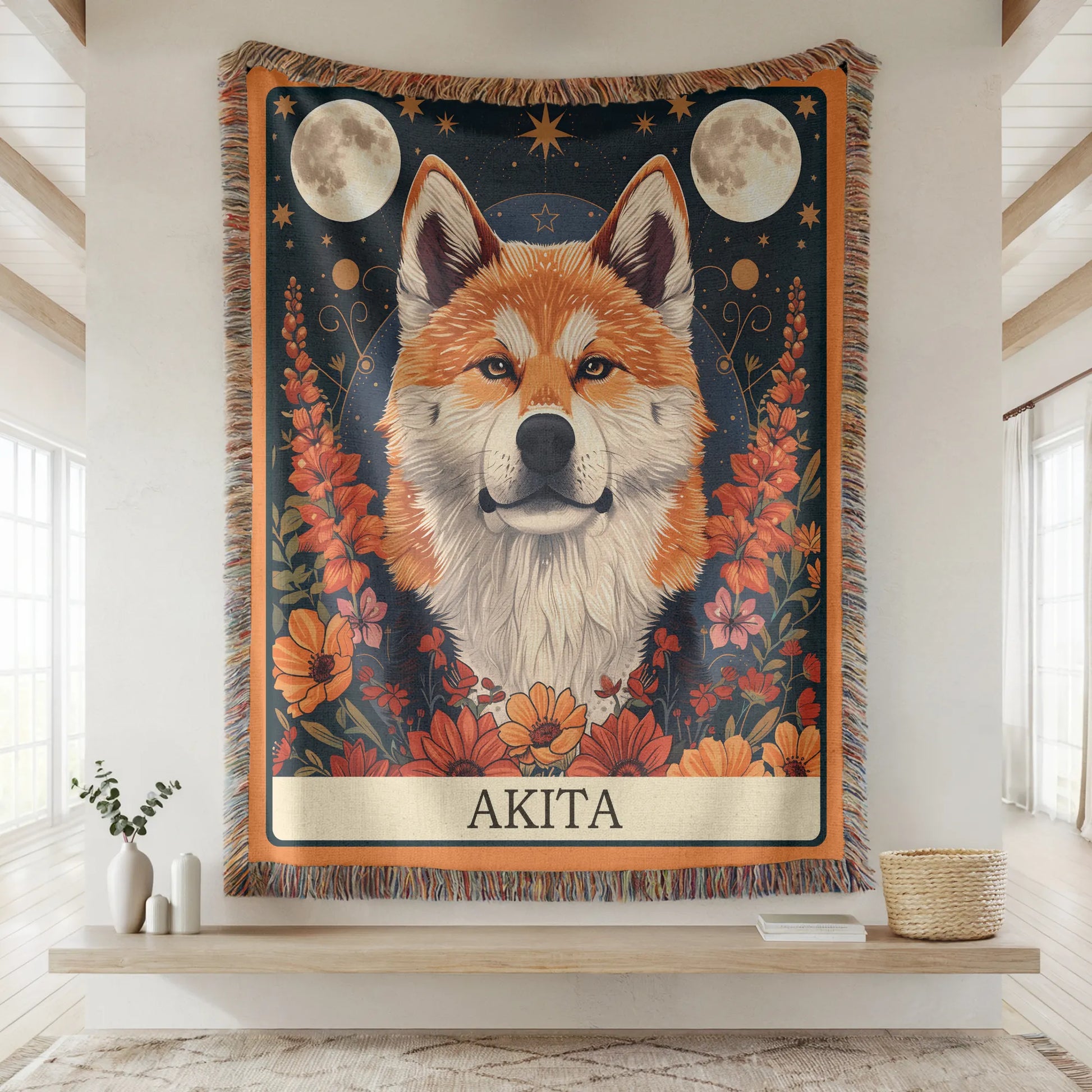 Akita Tarot Card Woven Blanket-Critter Lane
