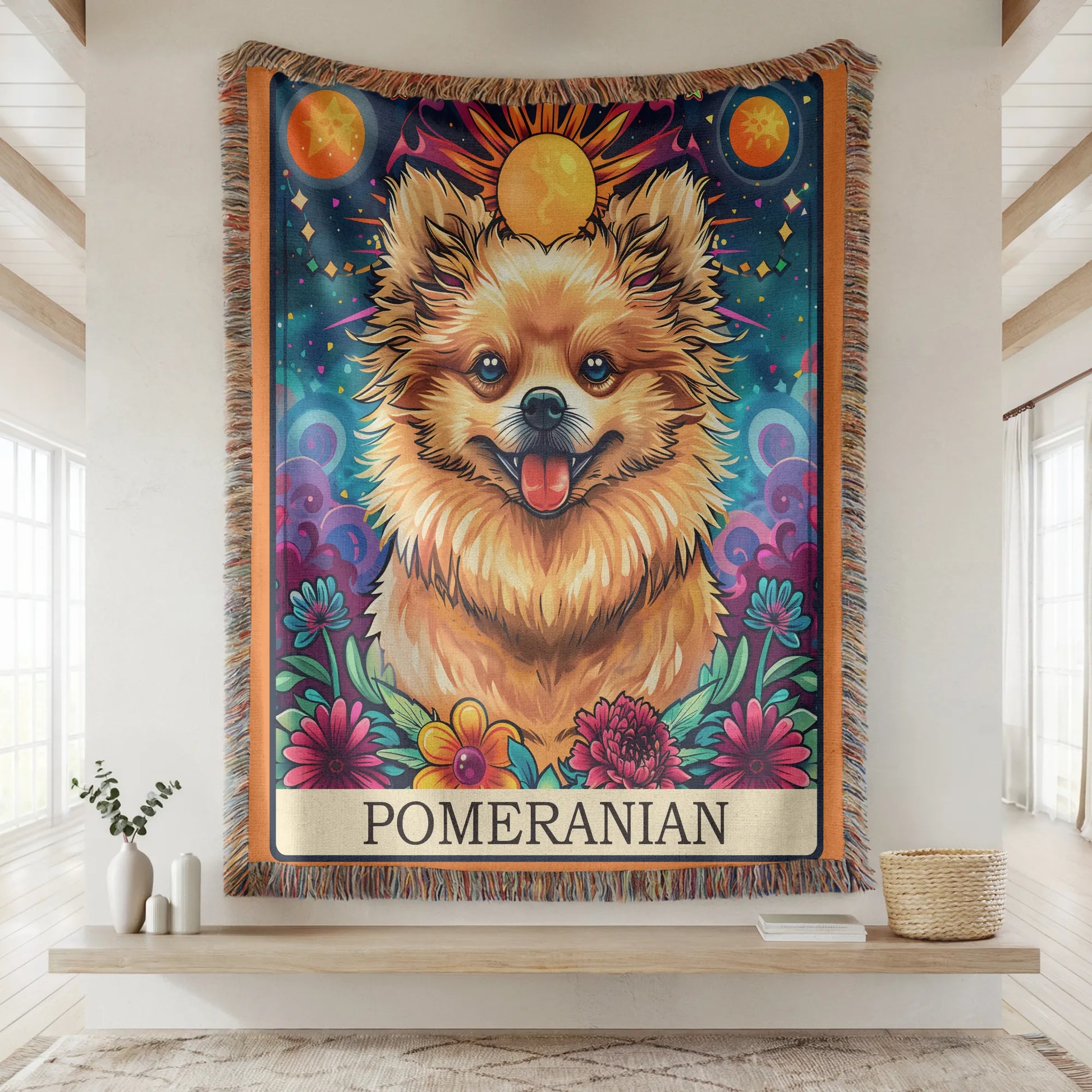 Pomeranian Tarot Woven Blanket-Critter Lane