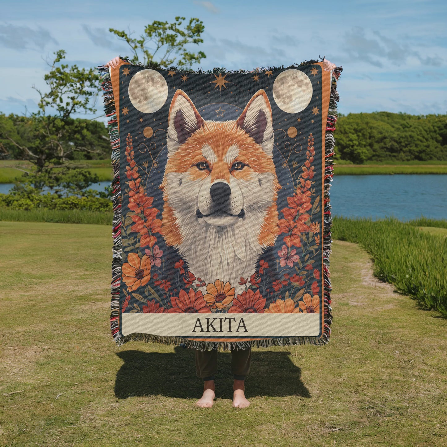 Akita Tarot Card Woven Blanket-Critter Lane