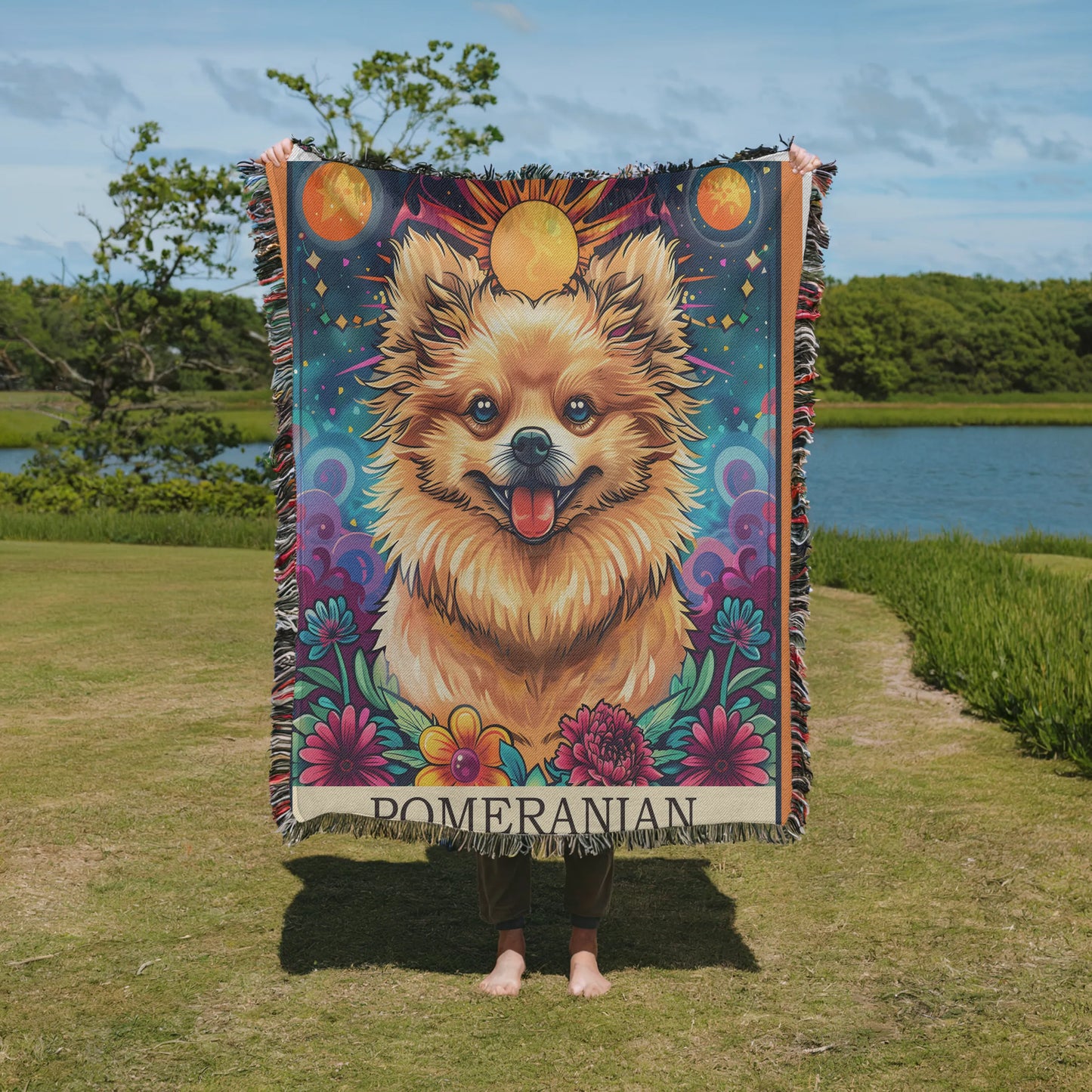 Pomeranian Tarot Woven Blanket-Critter Lane