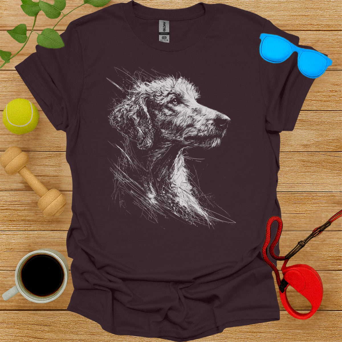 Artistic Dog Sketch Graphic Tee for Pet Lovers
