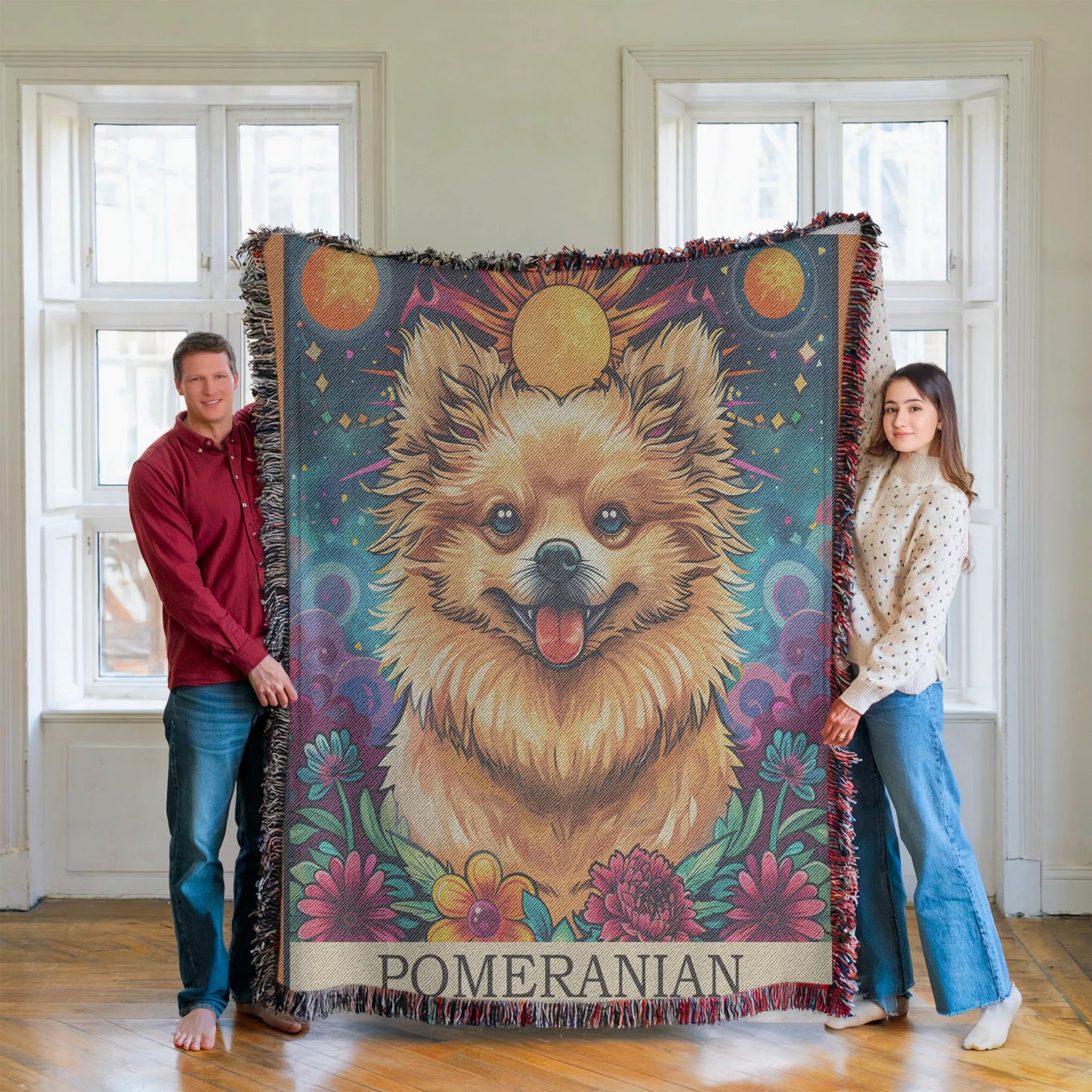 Pomeranian Tarot Woven Blanket-Critter Lane