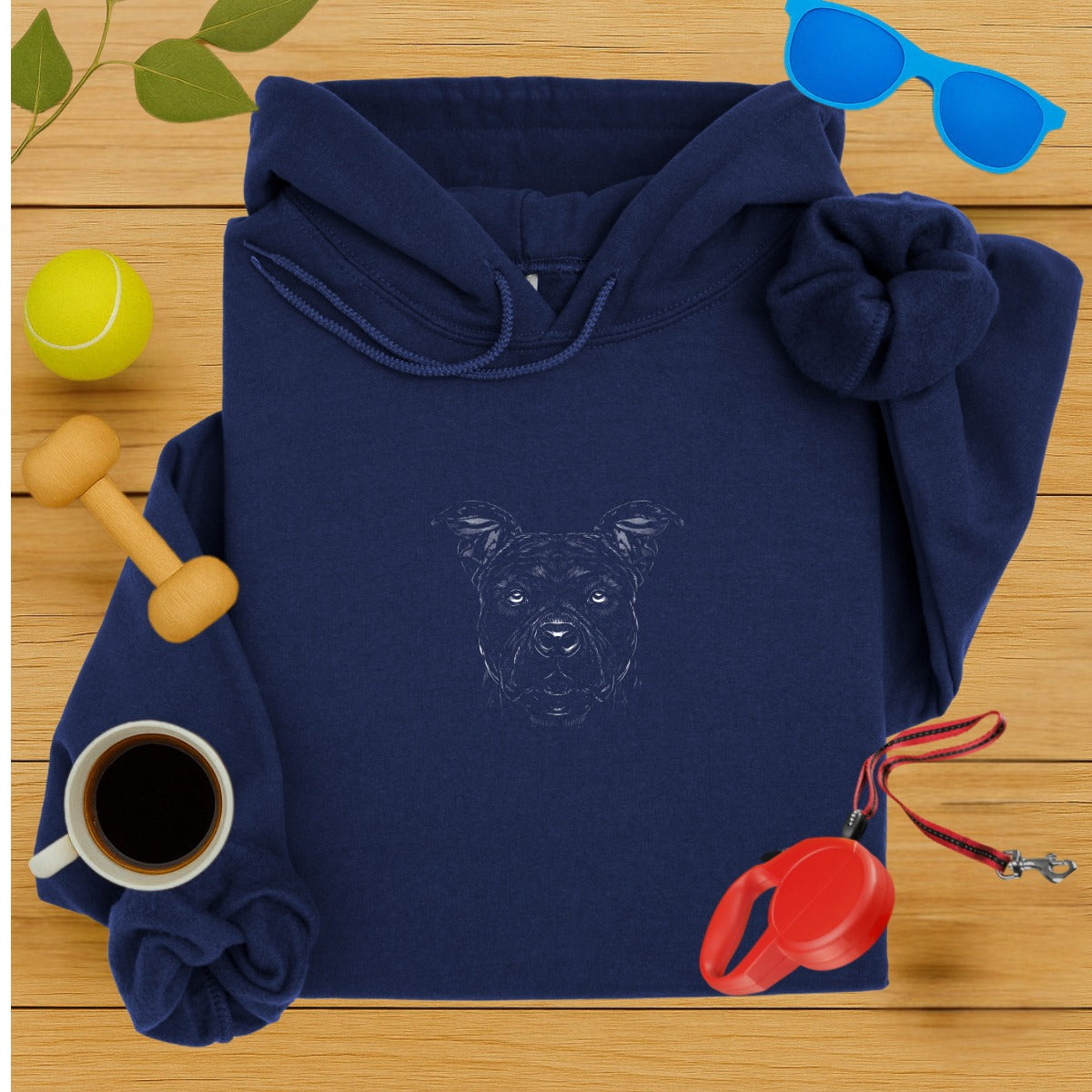 Navy Hoodie with Dog Print Stylish and Comfortable