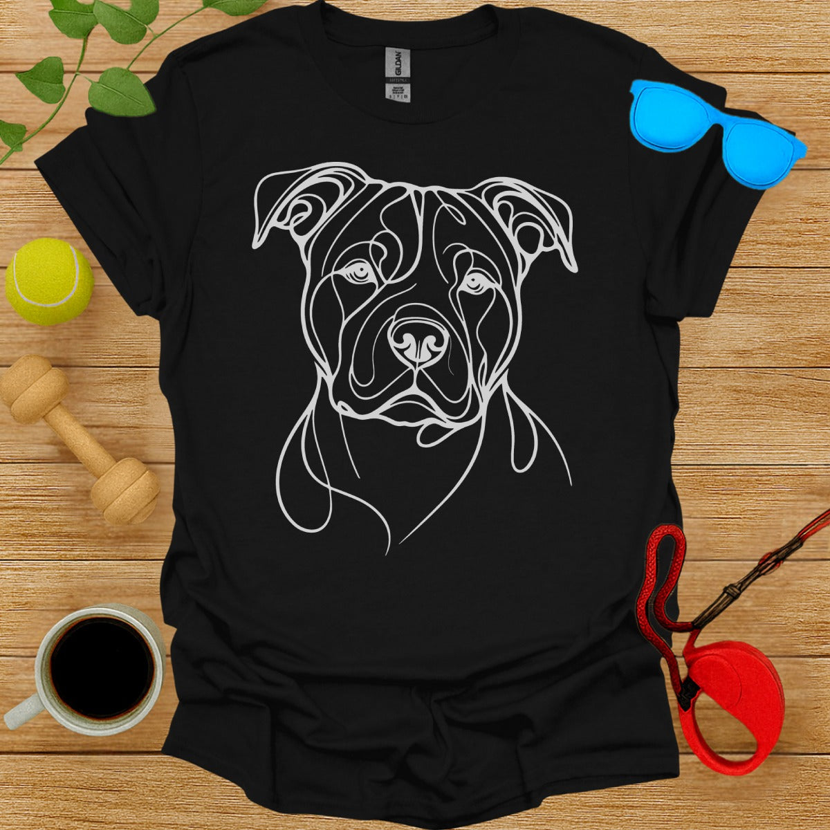Geometric Dog Sketch Design T-Shirt for Pet Lovers