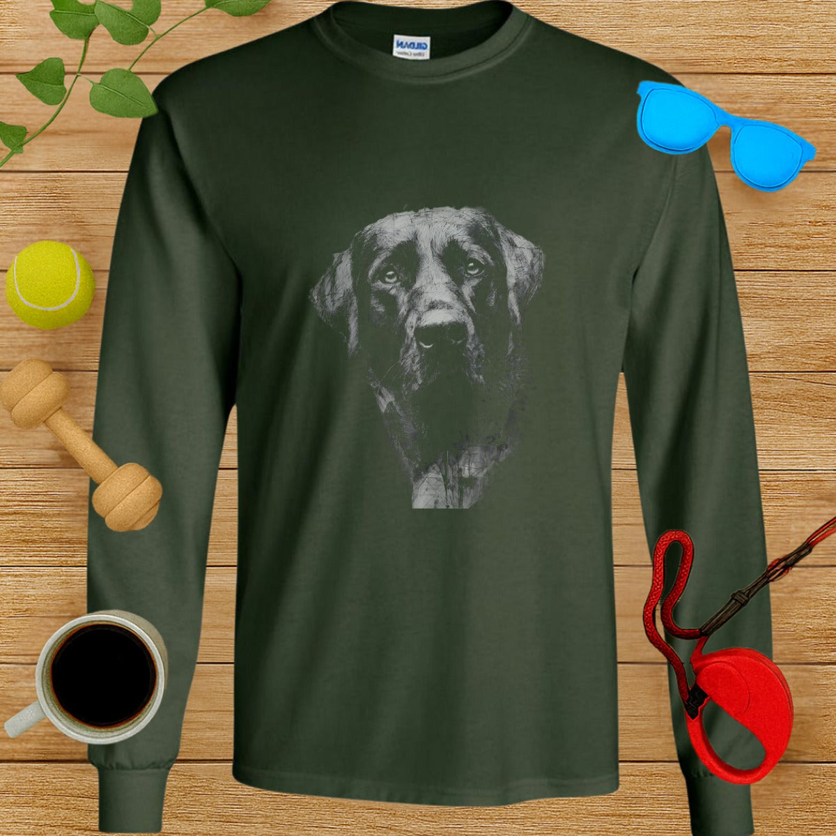 Graphic Print Long Sleeve Dog Design Shirt