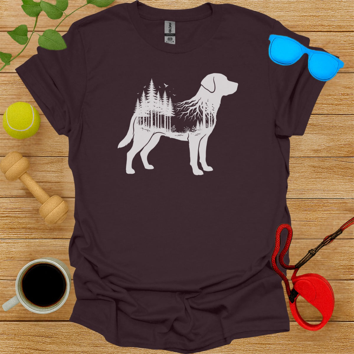 Dog Forest Graphic Print T-Shirt Casual Style Top