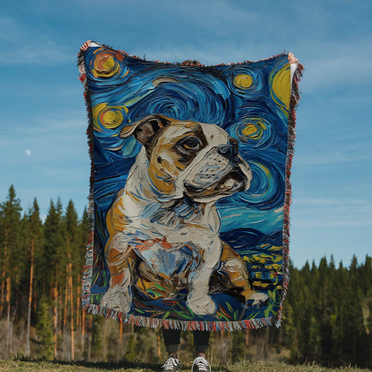 American Bulldog Starry Night Woven Blanket-Critter Lane
