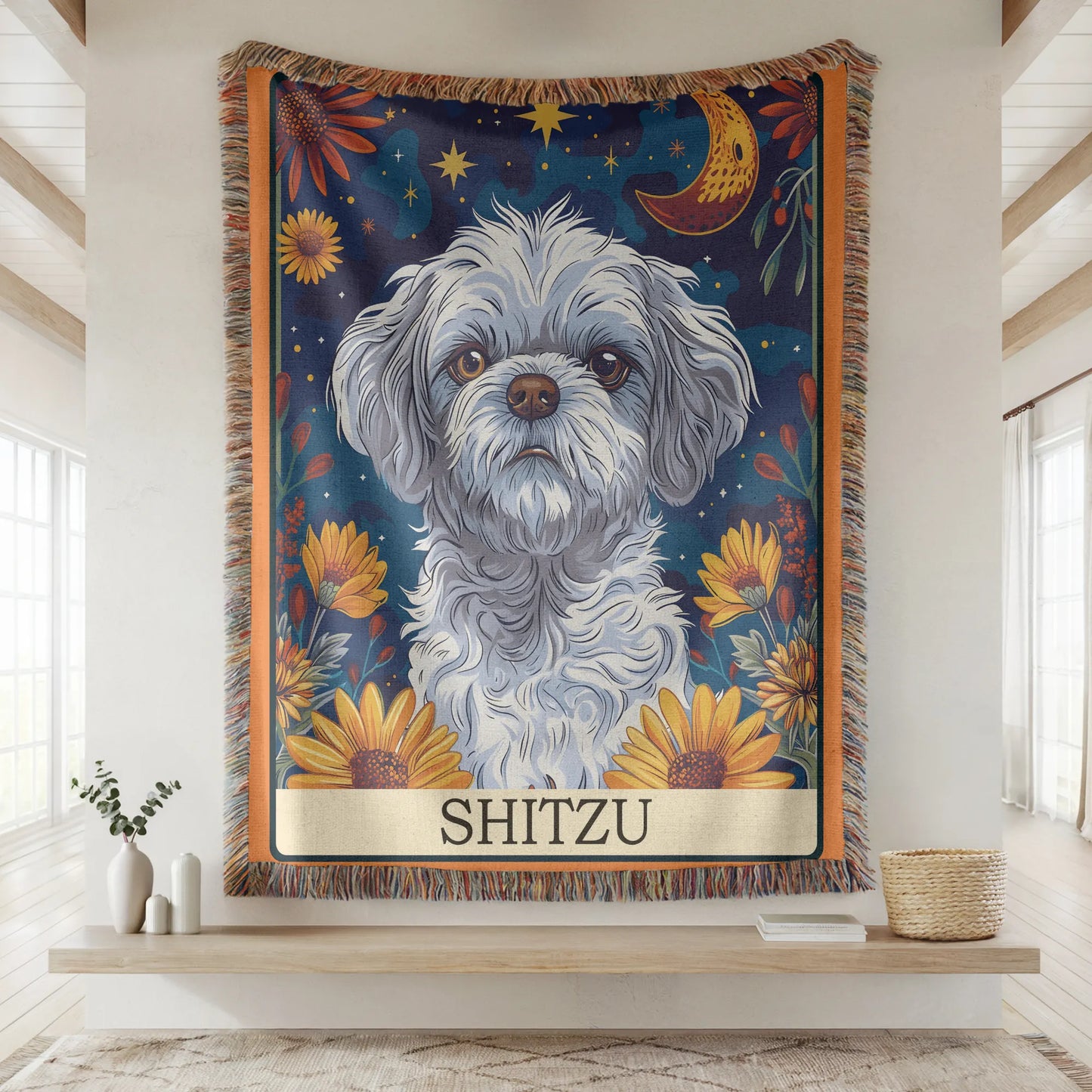 Shitzu Tarot Woven Blanket-Critter Lane