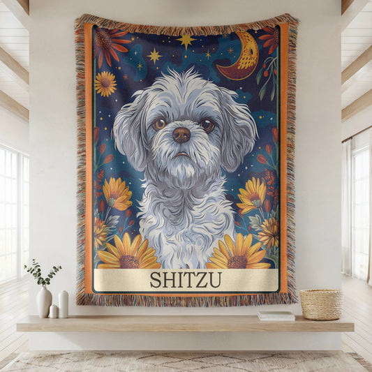 Shitzu Tarot Woven Blanket-Critter Lane