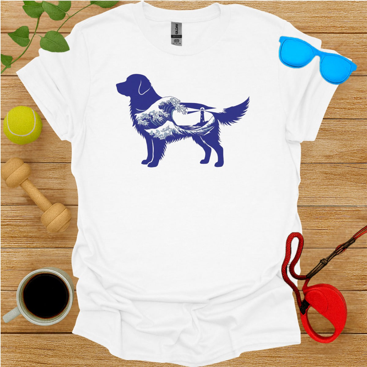 Scenic Dog Silhouette Graphic Tee Shirt Design