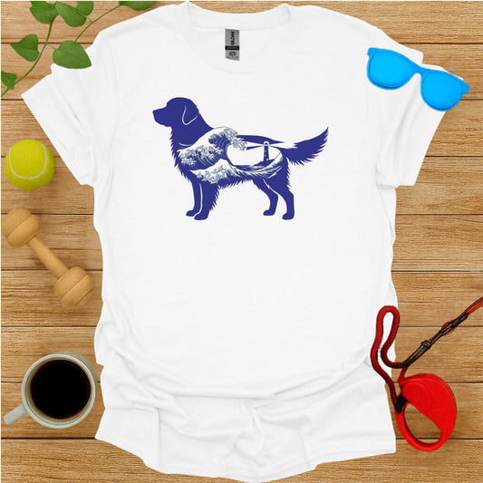 Scenic Dog Silhouette Graphic Tee Shirt Design