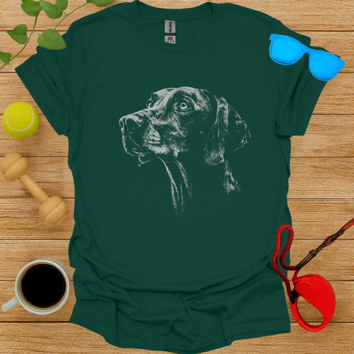 Graphic Tee with Dog Illustration Drawing Artwork